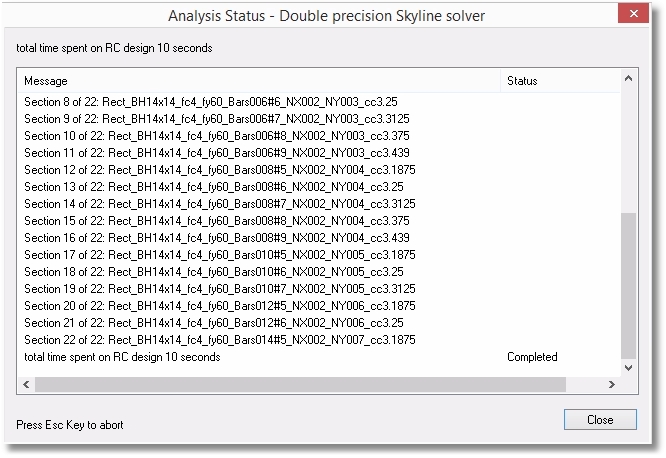 Concrete design result message