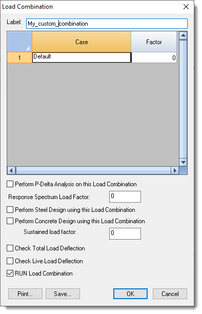 Add Load Combination Dialog