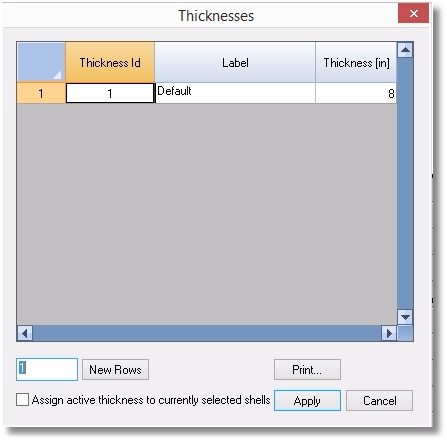 Thickness table