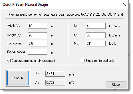 Quick R-Beam Flexural Design