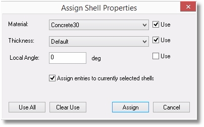 Assign shell properties dialog