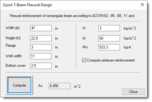 Quick T-Beam Flexural Design