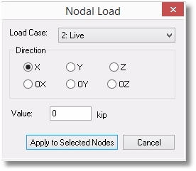 Nodal load dialog