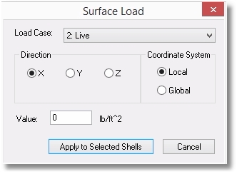 Surface load dialog
