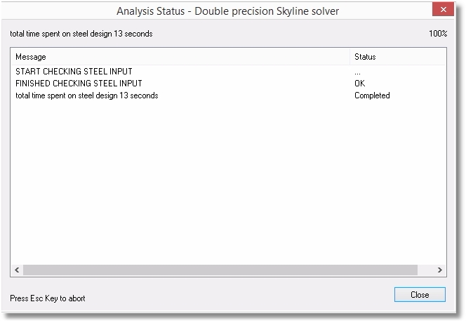 Steel design results message