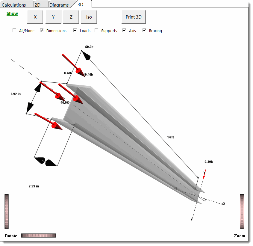 Steel Column 3D rendering