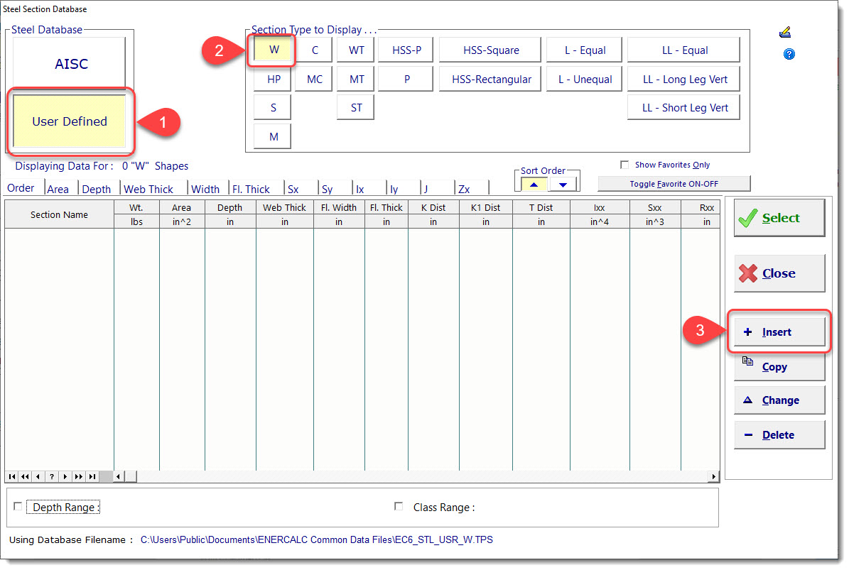 Steel Section Database