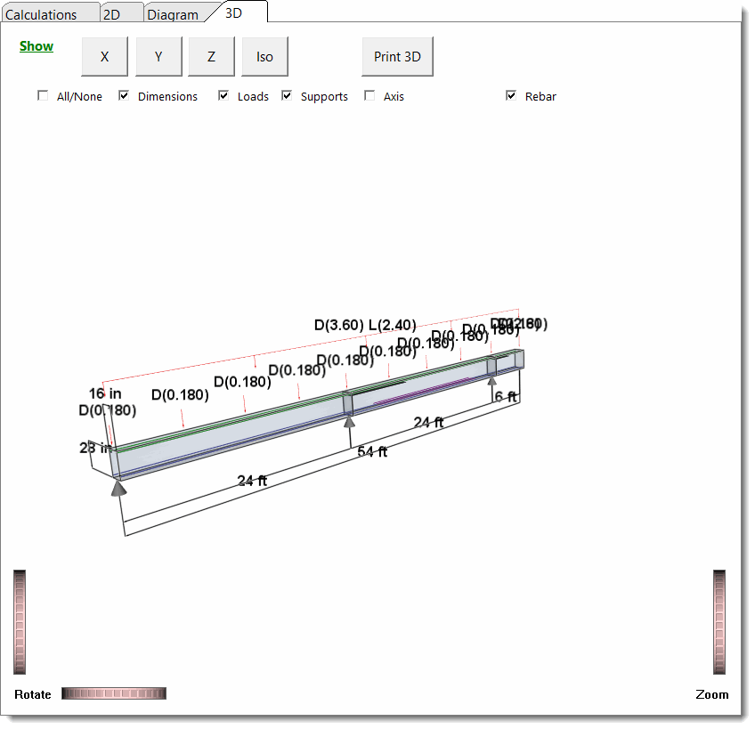 Concrete Beam 3D rendering