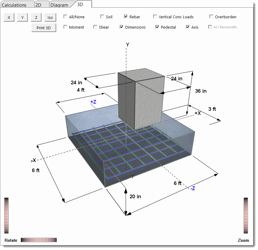 3D Tab for General Footing