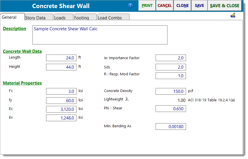 Concrete Shear Wall - General