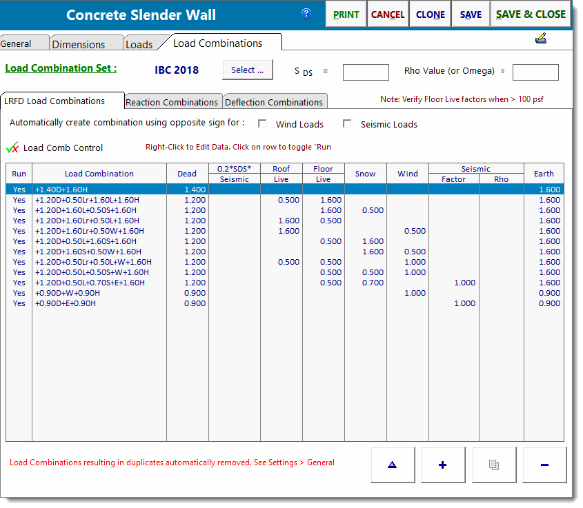 Calculation Modules > Slender Walls > Concrete Slender Wall