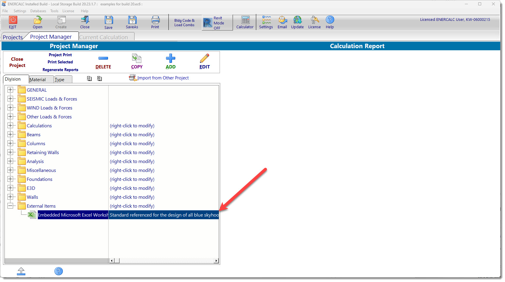 Display of External Item in PM