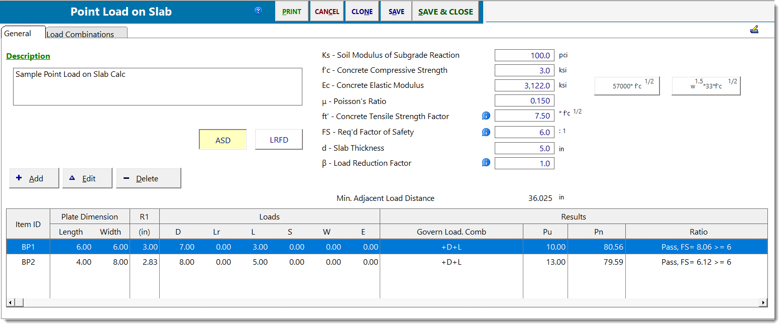 Point Load on Slab - General