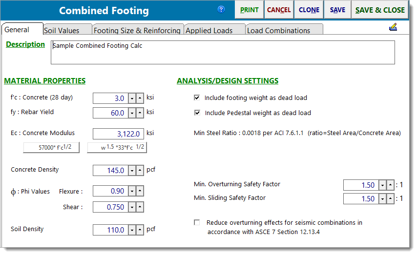 Combined Footing - General
