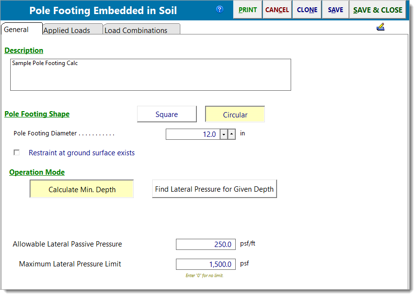Pole Footing - General