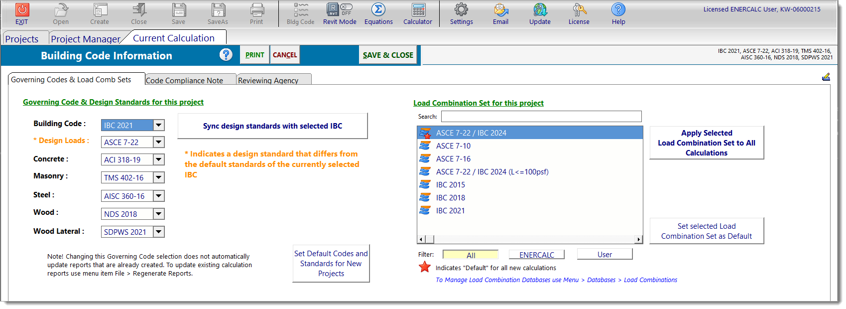 Building Code Information - Gov Codes Tab