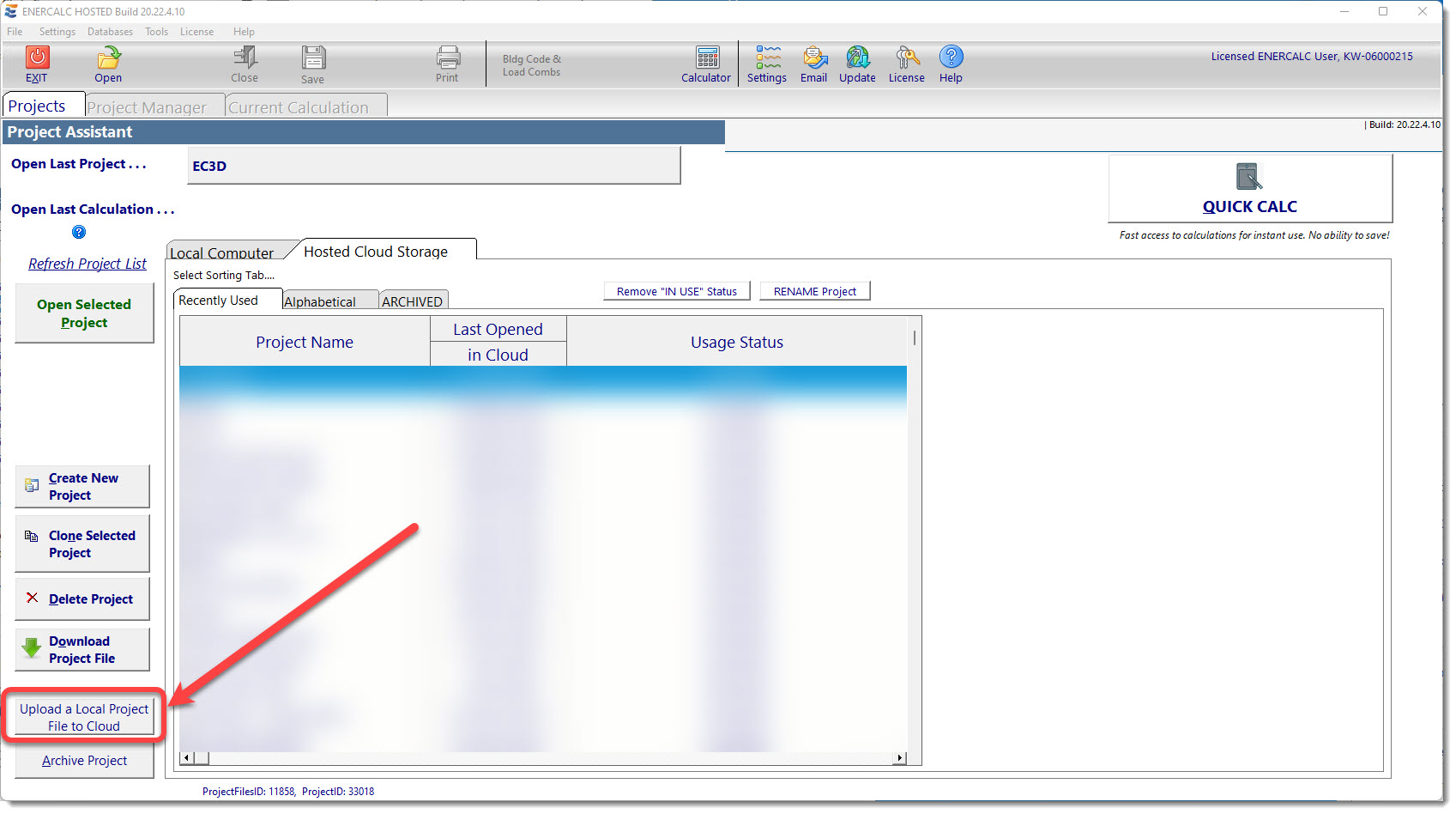 Upload local PF to cloud