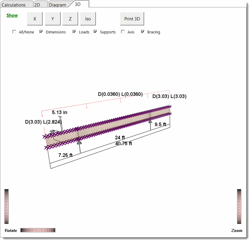 3D beam rendering view