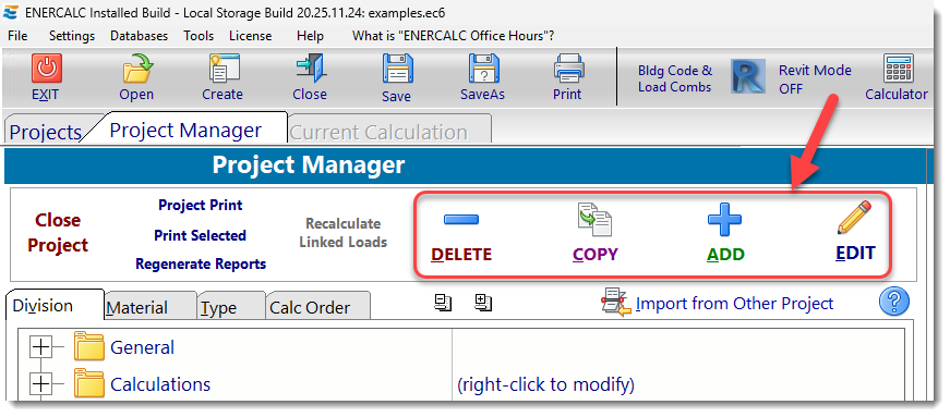 Project Manager - Add Delete Copy