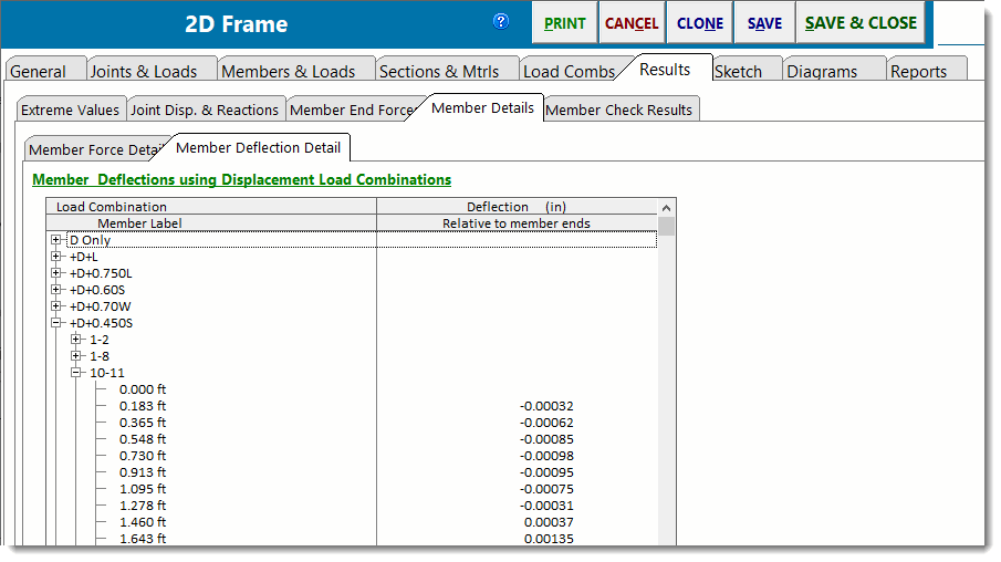 Member Deflection Detail