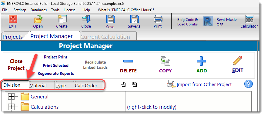 Project Manager - Sort Tabs