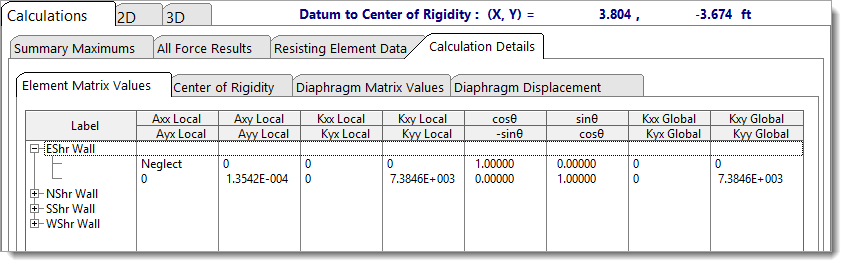 TAoRD - Calculation Details - Element Matrix Values
