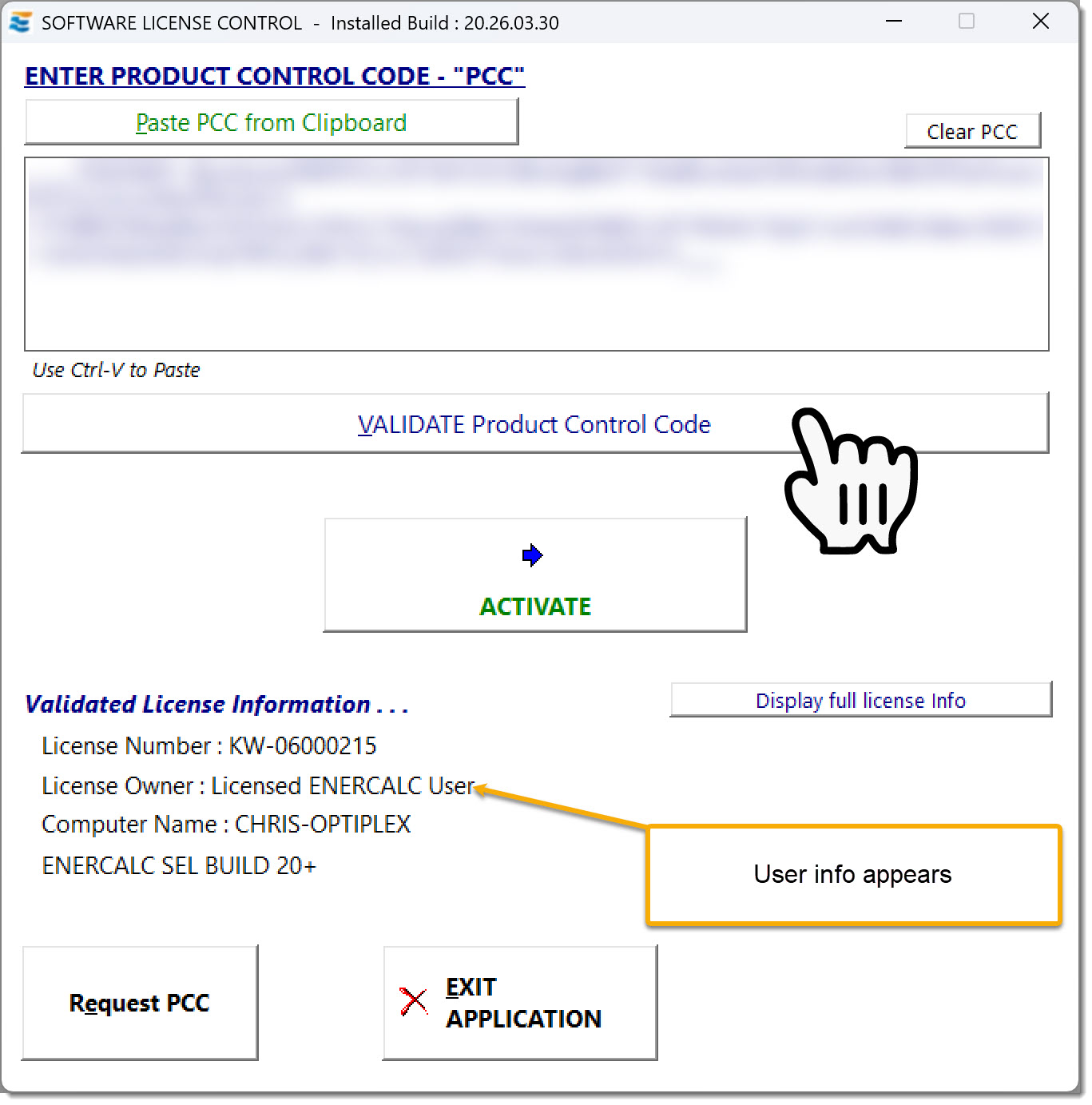 Click validate