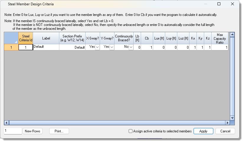 Steel Member Design Criteria