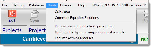Tools Menu