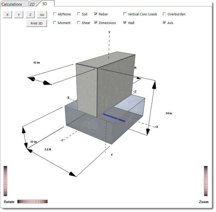 3D Wall Footing
