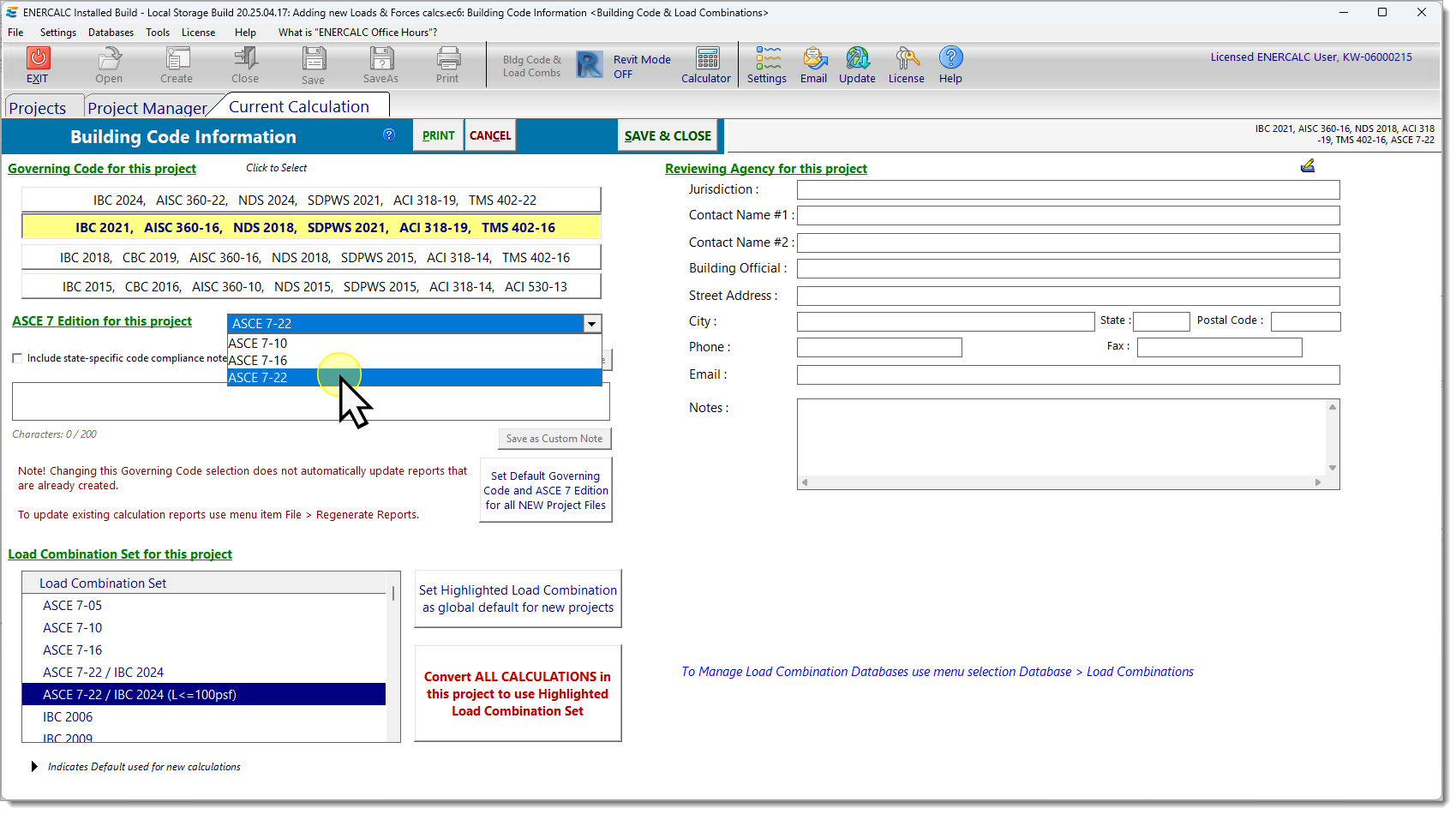 Loads & Forces - Choosing ASCE 7-22