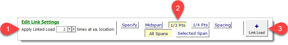 Linked Loads - Linking Settings - Beam